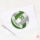 Grüne graue Mannschaft färbt Jungs Mädchen Volleyb Runder Aufkleber (Umschlag)