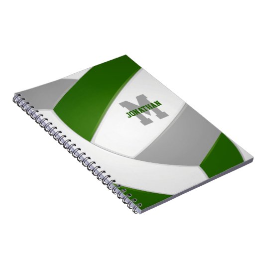 Grüne graue Mannschaft färbt Jungs Volleyball Notizblock (Rechte Seite)