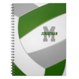 Grüne graue Mannschaft färbt Jungs Volleyball Notizblock