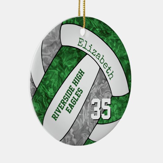 Grüne graue Mannschaft färbt Mädchen Volleyball me Keramik Ornament (Rechts)