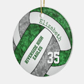 Grüne graue Mannschaft färbt Mädchen Volleyball me Keramik Ornament (Links)