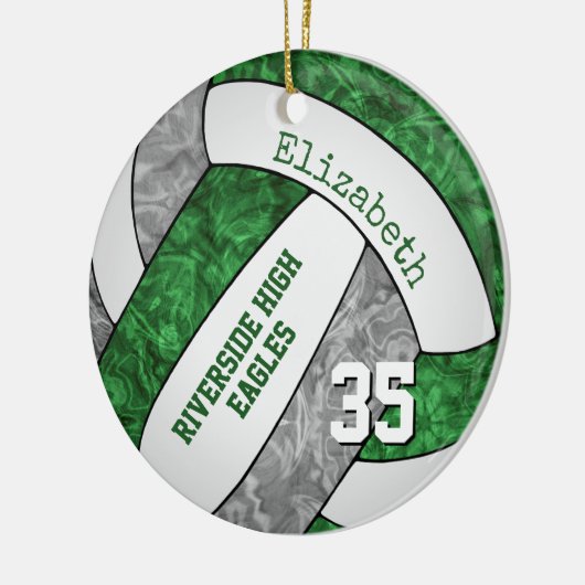 Grüne graue Mannschaft färbt Mädchen Volleyball me Keramik Ornament (Links)