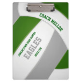 Grüne graue Mannschaftsfarben Volleyballtrainer Klemmbrett (Vorderseite)