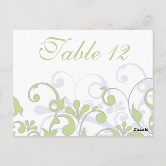 Grüne, graue und weiße Hochzeitstische Postkarte (Rückseite)