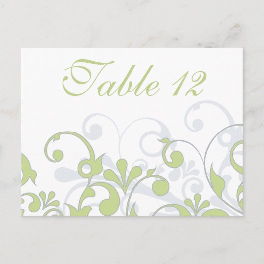 Grüne, graue und weiße Hochzeitstische Postkarte (Vorderseite)
