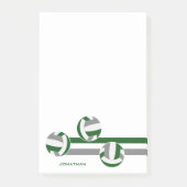 grüne graue Volleyball Streifen Spielername Post-it Klebezettel (Vorderseite)
