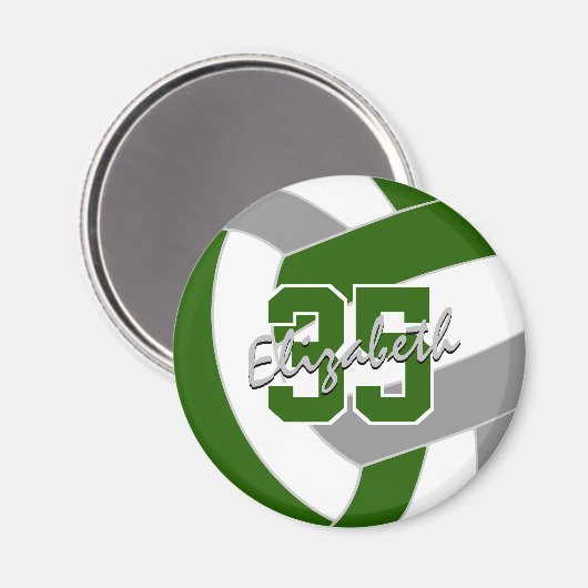 Grüne graue Volleyballmannschaft - Geschenke Magnet (Vorderseite/Rückseite)