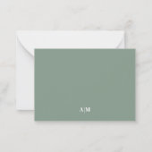 Grüne Grenze Minimalistischer Name Monogramm Mitteilungskarte (Rückseite)
