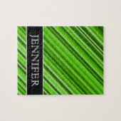 Grüne Grenzen/Streifen-Muster + Name-Puzzlespiel Puzzle (Horizontal)