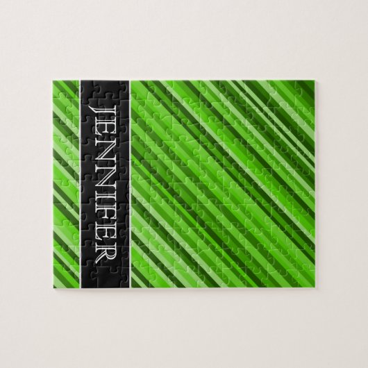 Grüne Grenzen/Streifen-Muster + Name-Puzzlespiel Puzzle (Horizontal)