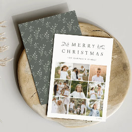 Grüne Grid Collage des botanischen 9 Fotos Feiertagskarte