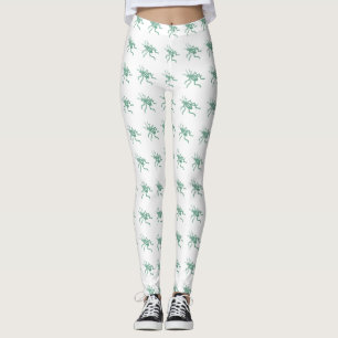 Grüne Grillen in Weiß Leggings