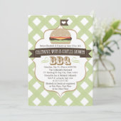 Grüne GRILLEN Paare Polterabend Einladungen (Stehend Vorderseite)