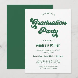 Grüne Groovy Retro Graduation Party Einladung