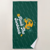 Grüne Groovy Retro Rock The Sunblock Summer Beach Strandtuch (Vorderseite)