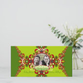 Grüne Groovy Weihnachtsfeiertage-Fotokarte Feiertagskarte (Stehend Vorderseite)