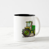 Grüne große Traktor-Tassen Zweifarbige Tasse (VorderseiteRechts)