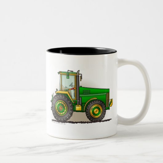 Grüne große Traktor-Tassen Zweifarbige Tasse (Rechts)