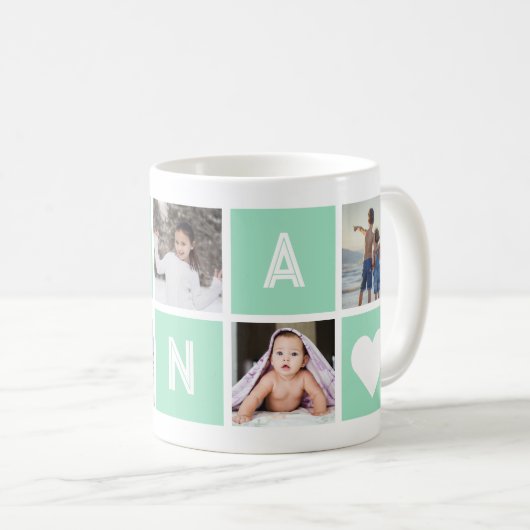 Grüne Großmutter 5 Foto Collage Nana Kaffeetasse (VorderseiteRechts)