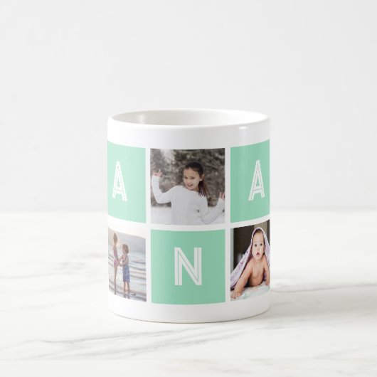 Grüne Großmutter 5 Foto Collage Nana Kaffeetasse (Mittel)