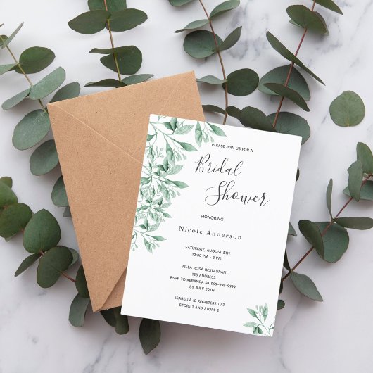 Grüne grüne botanische Bridal Dusche Einladung Postkarte