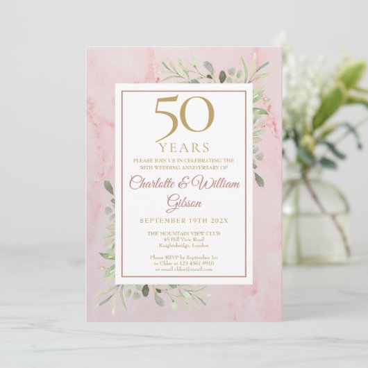 Grüne Grüne des 50. Jubiläums Einladung (Stehend Vorderseite)