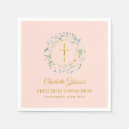 Grüne Grüne erste heilige Kommunion Rosa Gold Serviette