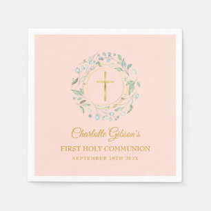 Grüne Grüne erste heilige Kommunion Rosa Gold Serviette