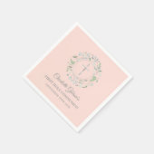 Grüne Grüne erste heilige Kommunion Rosa Silver Serviette (Ecke)