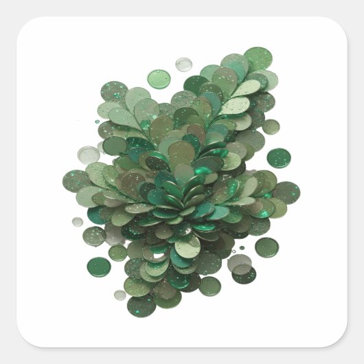 Grüne grüne funkelnde Kreise Aufkleber Kunst Quadr (Vorderseite)