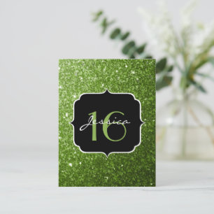 Grüne grüne Glitterfunken Sweet 16 Postkarte