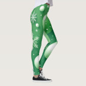 Grüne Grüne Grüne und Schneeflocken Leggings (Rechts)