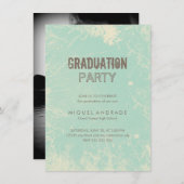 Grüne Grunge der Foto-Graduierungspartei Einladung (Vorne/Hinten)