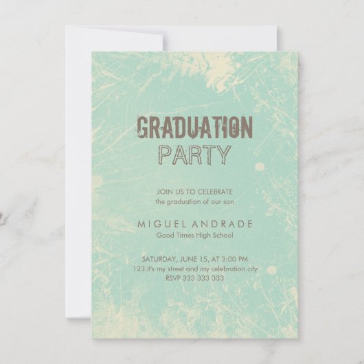 Grüne Grunge der Foto-Graduierungspartei Einladung (Vorderseite)