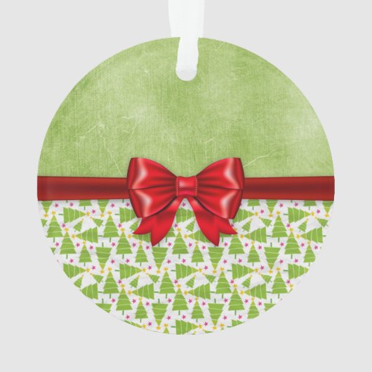 Grüne Grungy Weihnachtsbaum-Verzierung Ornament (Rückseite)