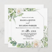 Grüne Grünpflanzen Eukalyptus Square Hochzeit Einladung (Vorne/Hinten)