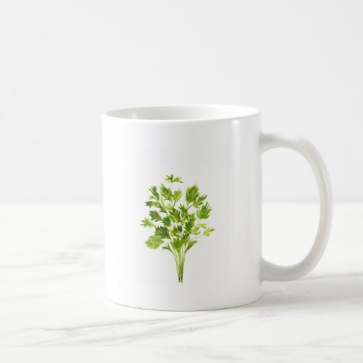 Grüne Grünpflanzen, rustikale Wasserfarbe Kaffeetasse (Rechts)