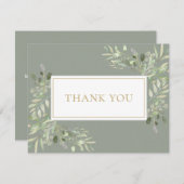 Grüne Grünpflanzen Sage Green Gold Business Dankeskarte (Vorne/Hinten)