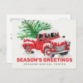 Grüne Grüße des Red Trucks Classic Wasserfarbe Postkarte (Vorne/Hinten)