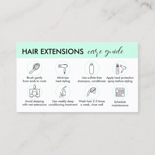 Grüne Haarverlängerungen nach Anleitung des Betreu Visitenkarte (Rückseite)