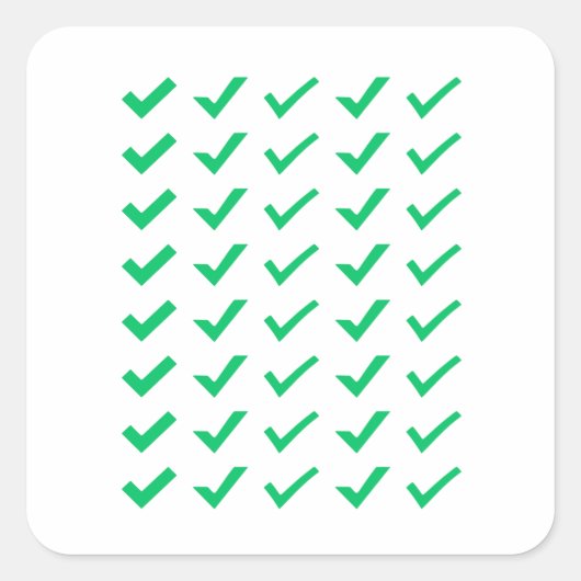 Grüne Häkchen-Planer-Aufkleber Quadratischer Aufkleber (Vorderseite)