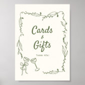 Grüne Hand gezogene skurrile Karten Geschenke Poster (Vorne)