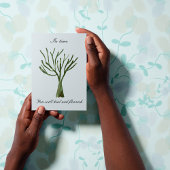 Grüne Hand mit nacktem Baum Karte