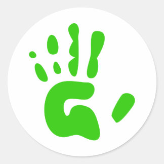 Grüne Hand Runder Aufkleber