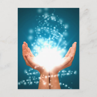 Grüne Hände chakra Reiki Energie Zen-Yoga Postkarte