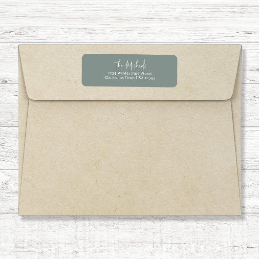 Grüne handgeschriebene Script-Rücksendeadresse