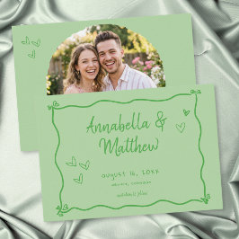 Grüne handgezeichnete Herz Whimsical Modern Foto Save The Date