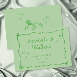 Grüne handgezeichnete Herz Whimsical moderne Hochz Save The Date