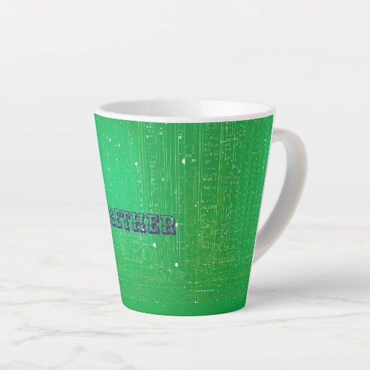 Grüne Harmonie: Text Latte Tasse mit Design zusamm (Rechte Ecke)