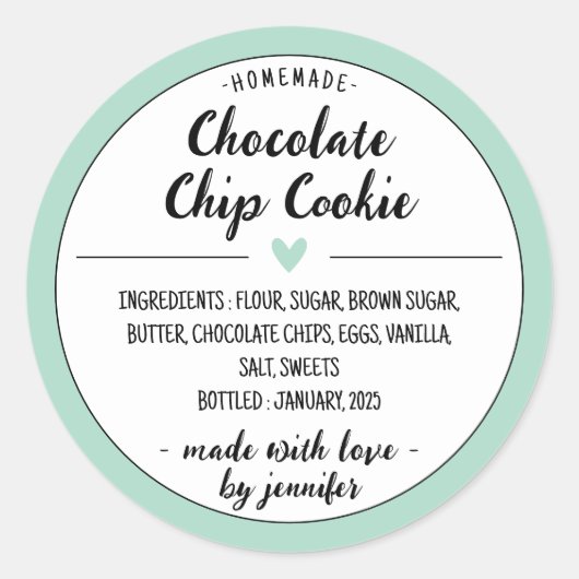 Grüne hausgemachte Schokolade Chip Cookie Runder Aufkleber (Vorderseite)